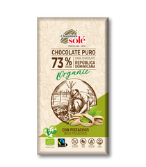 Dark Chocolate 73% Cocoa with Pistachios 135g BIO