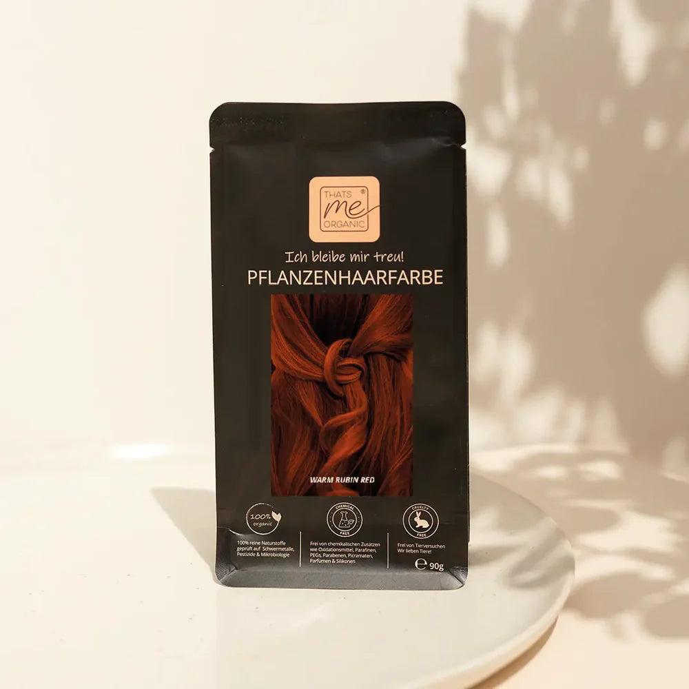 Professional plant-based hair color "warm ruby red" 90g refill pack