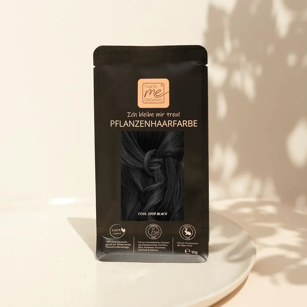 Professional plant-based hair color, cool deep black, 90g refill pack