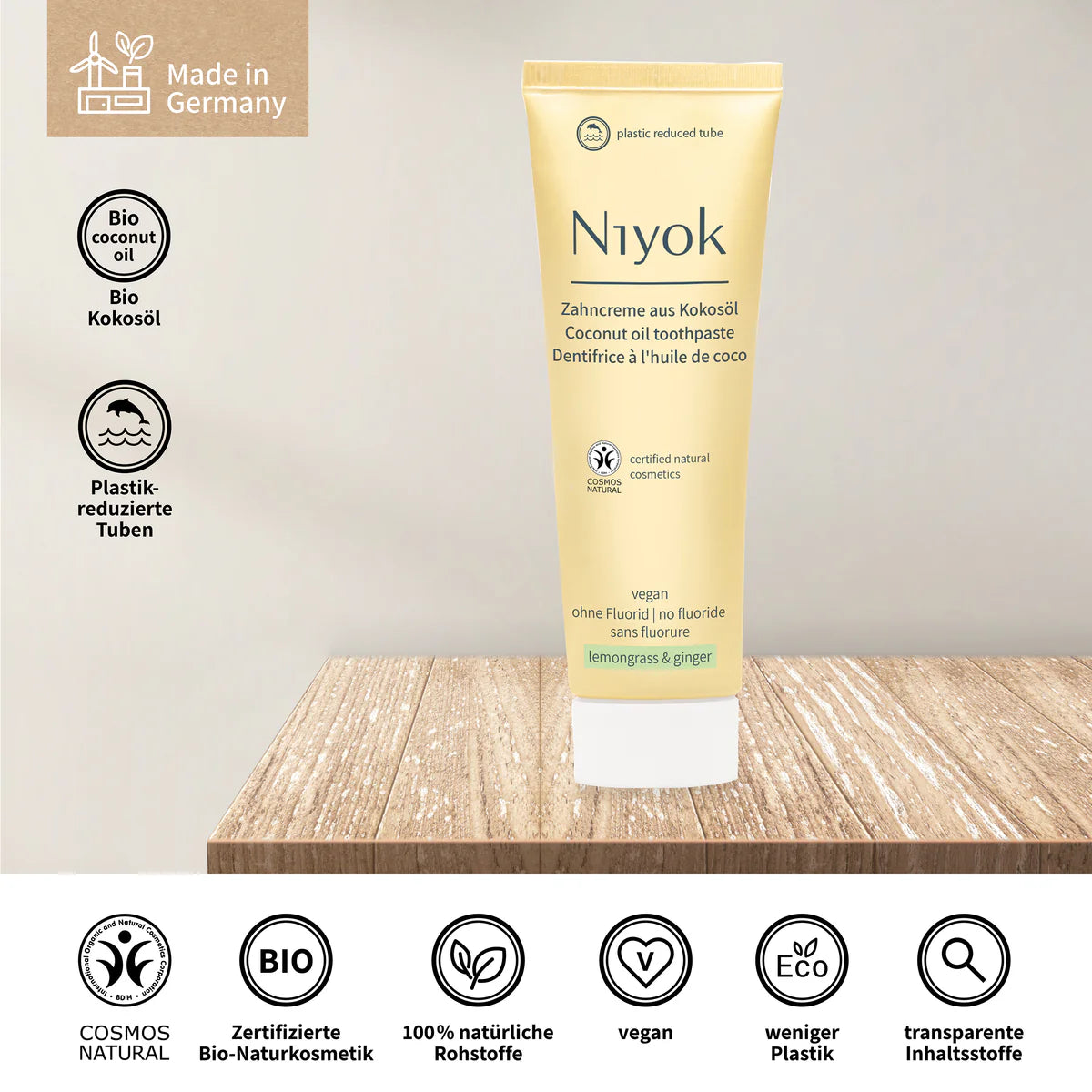 Hindistan Cevizi Yağlı Diş Macunu - Limon ve Zencefil 75 ml Florürsüz %0