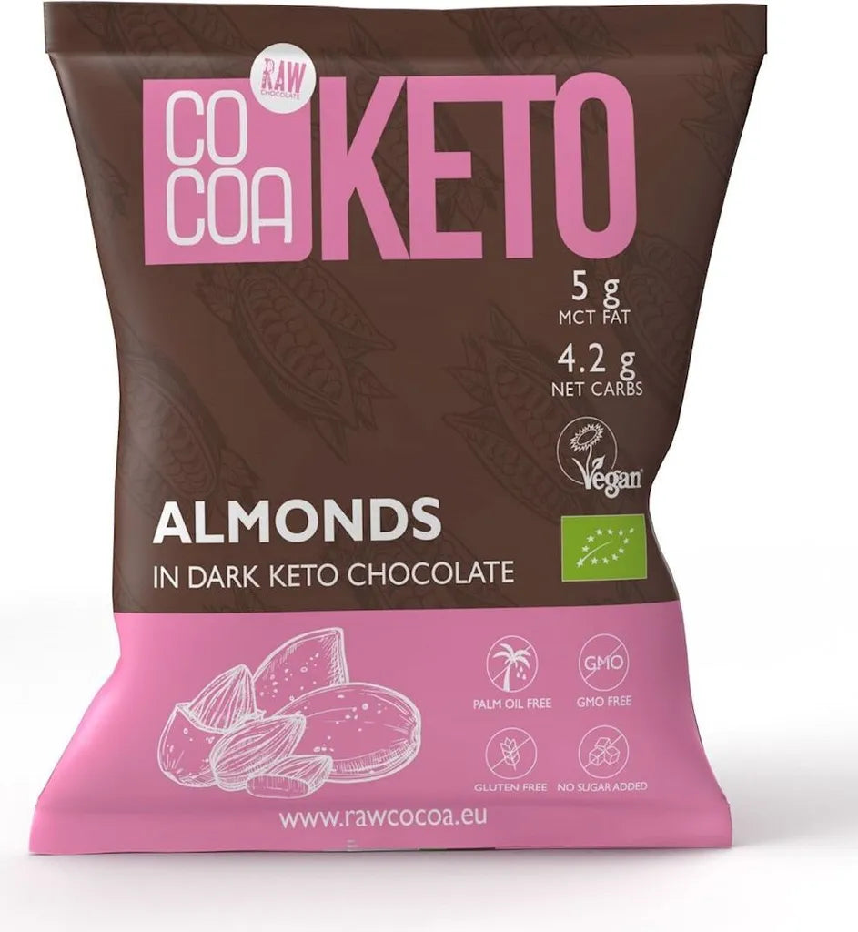 Bajamet organike të mbuluara me çokollatë 70gr 100%Bio