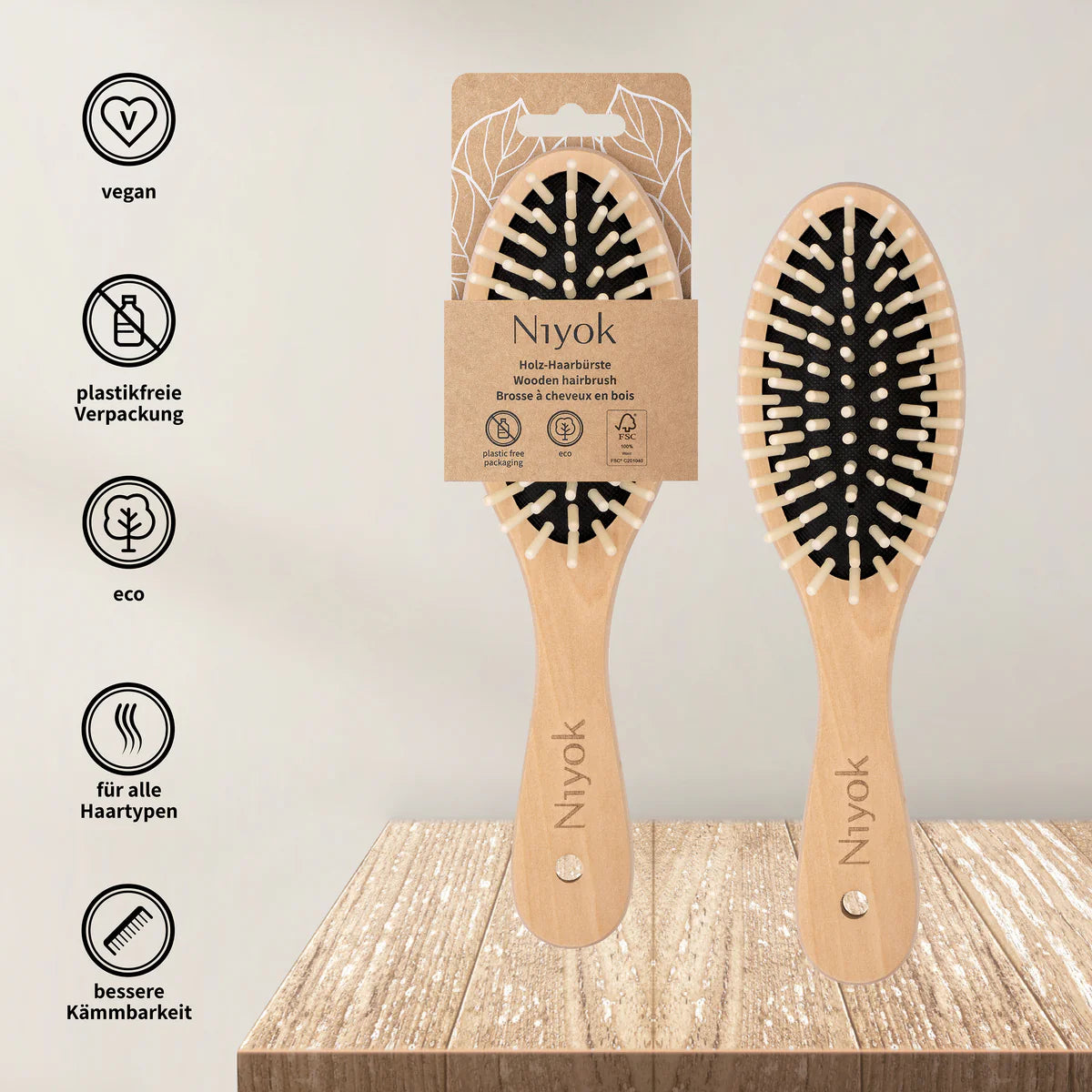 Kreher  flokësh me doreza druri (e madhe)