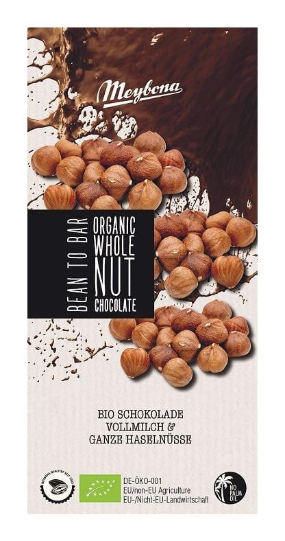Organic milk chocolate with whole hazelnuts 100gr 100% Bio
