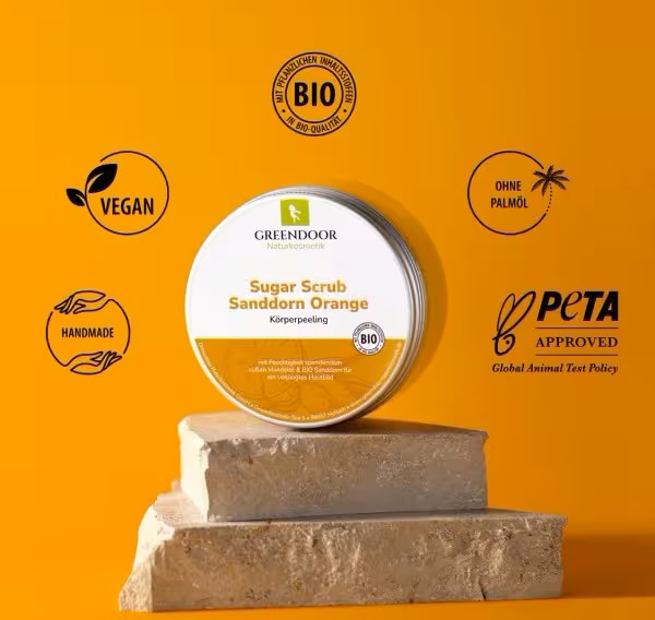 Skrab sheqeri me buckthorn të detit dhe portokall per lekuren 230gr 100%Bio