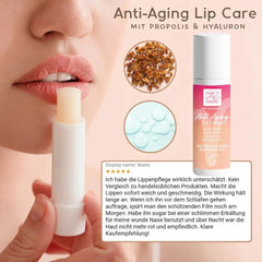 ANTI-AGING LIP CARE Lip balm with propolis, hyaluronic acid, aloe vera + shea butter