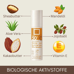 Organic Summer Love Eye &amp; Lip Care SPF 50+ Organic Natural Cosmetics 15ml