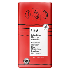 Çokollatë e zezë me mbushje marzipani &amp; Amaretto – Bio 100gr